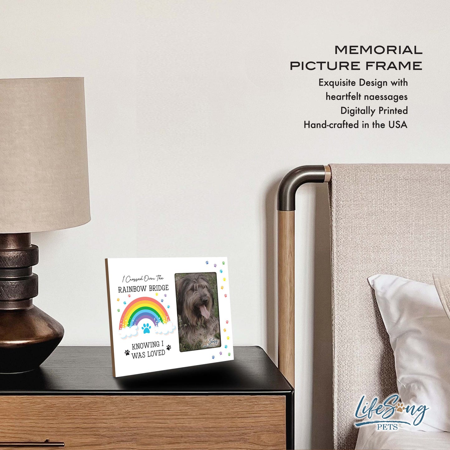 Wooden Photo Frame Pet Memorial Rainbow Bridge