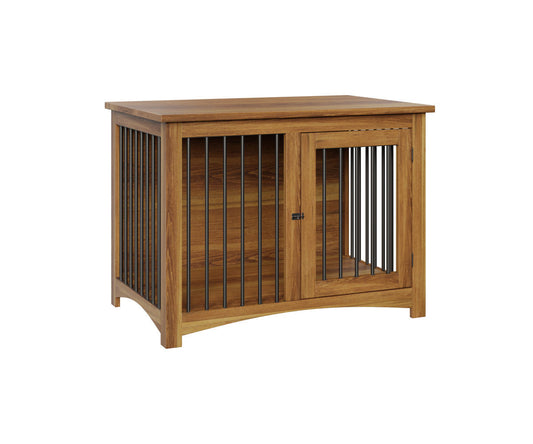 Hinged Door Single Dog Crate – Stylish Wooden Furniture for One Medium Dog