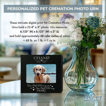 Personalized Wooden Pet Urn with Photo – Custom Pet Memorial Box for Dogs & Cats Ashes  - Once I Held You