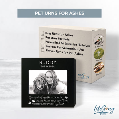 Personalized Wooden Pet Urn with Photo – Handcrafted Pet Remembrance Urn for Dogs & Cats - Gone Yet Not Forgotten