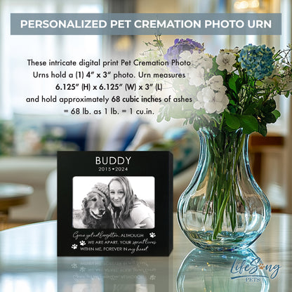 Personalized Wooden Pet Urn with Photo – Handcrafted Pet Remembrance Urn for Dogs & Cats - Gone Yet Not Forgotten