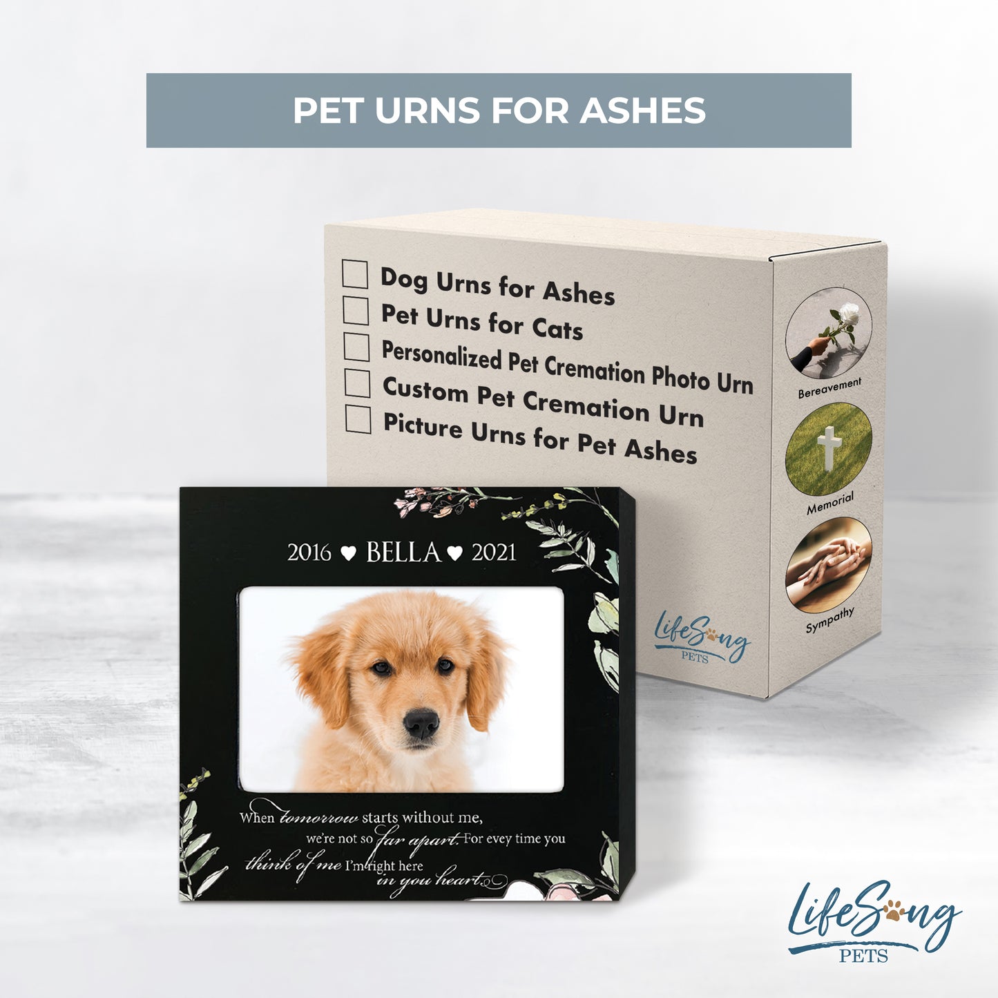 Personalized Wooden Pet Urn with Photo – Handcrafted Pet Remembrance Urn for Dogs & Cats - When Tomorrow Starts