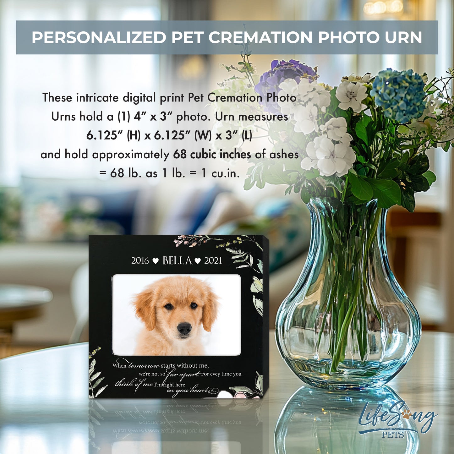 Personalized Wooden Pet Urn with Photo – Handcrafted Pet Remembrance Urn for Dogs & Cats - When Tomorrow Starts