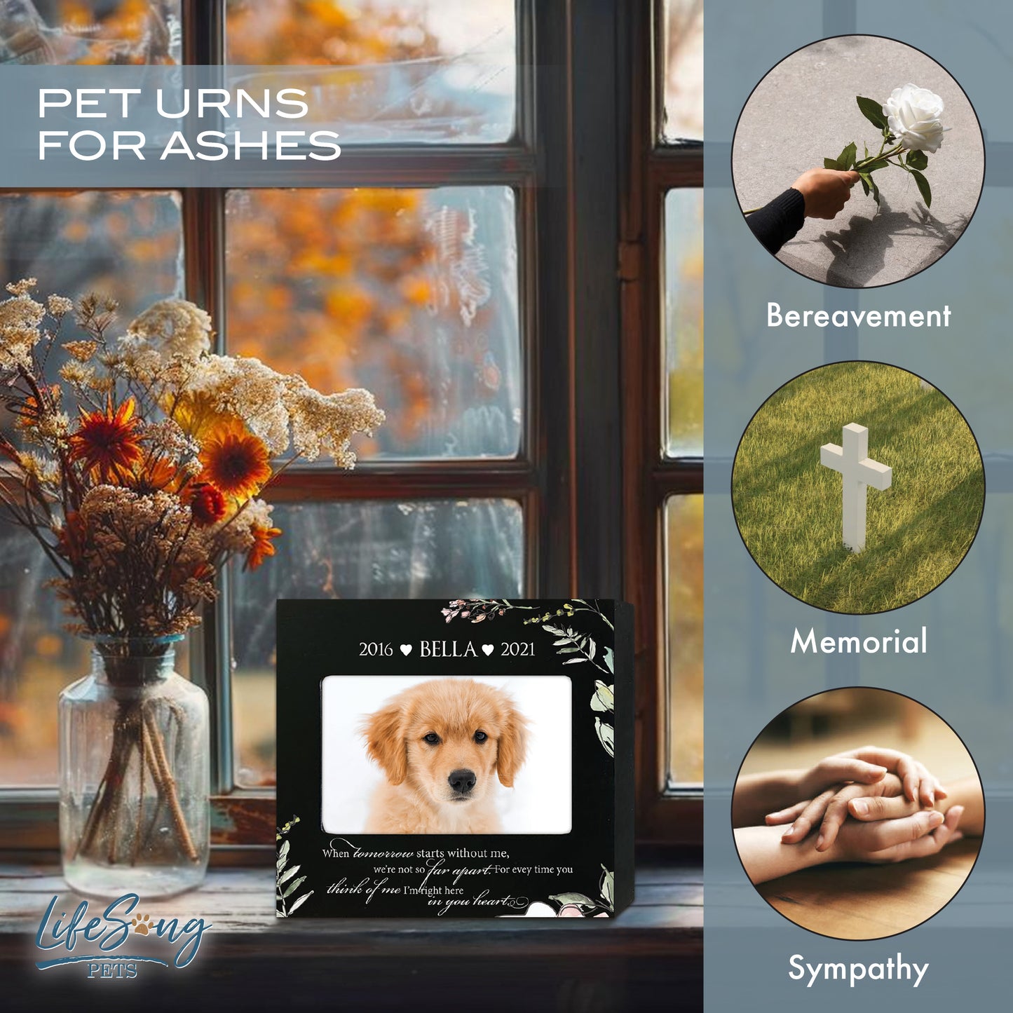 Personalized Wooden Pet Urn with Photo – Handcrafted Pet Remembrance Urn for Dogs & Cats - When Tomorrow Starts