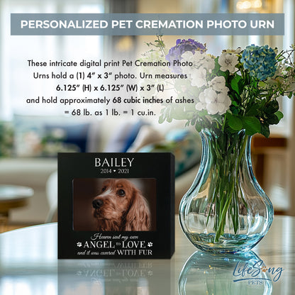 Personalized Wooden Pet Urn with Photo – Handcrafted Pet Remembrance Urn for Dogs & Cats - Heaven Sent