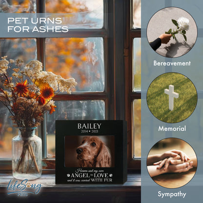 Personalized Wooden Pet Urn with Photo – Handcrafted Pet Remembrance Urn for Dogs & Cats - Heaven Sent