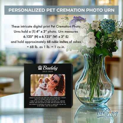 Personalized Wooden Pet Urn with Photo – Handcrafted Pet Remembrance Urn for Dogs & Cats - I Thought Of You