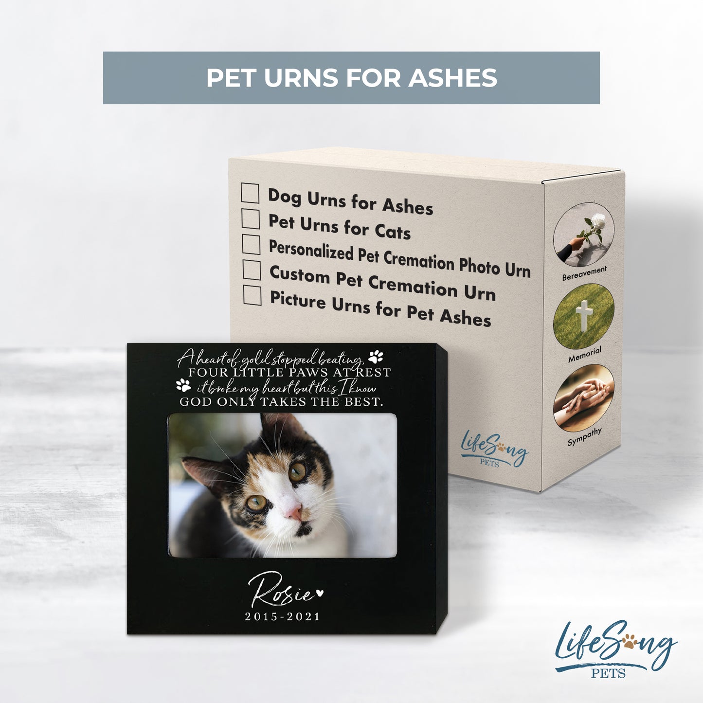 Personalized Wooden Pet Urn with Photo – Custom Pet Memorial Box for Dogs & Cats Ashes  - A Heart Of Gold