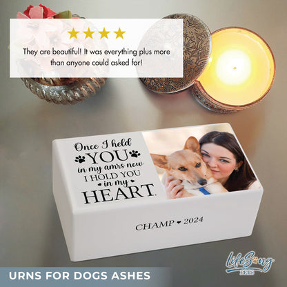 Personalized Wooden Cremation Urn for Dogs and Cats with Photo_Once I Held You