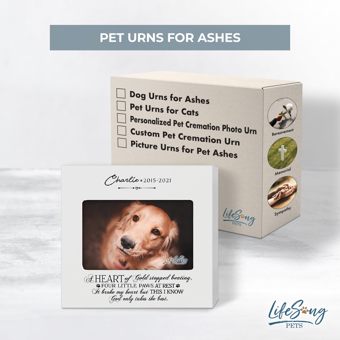 Personalized Wooden Pet Urn with Photo – Custom Pet Memorial Box for Dogs & Cats Ashes  - A Heart Of Gold