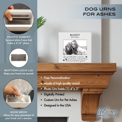 Personalized Wooden Pet Urn with Photo – Handcrafted Pet Remembrance Urn for Dogs & Cats - Gone Yet Not Forgotten