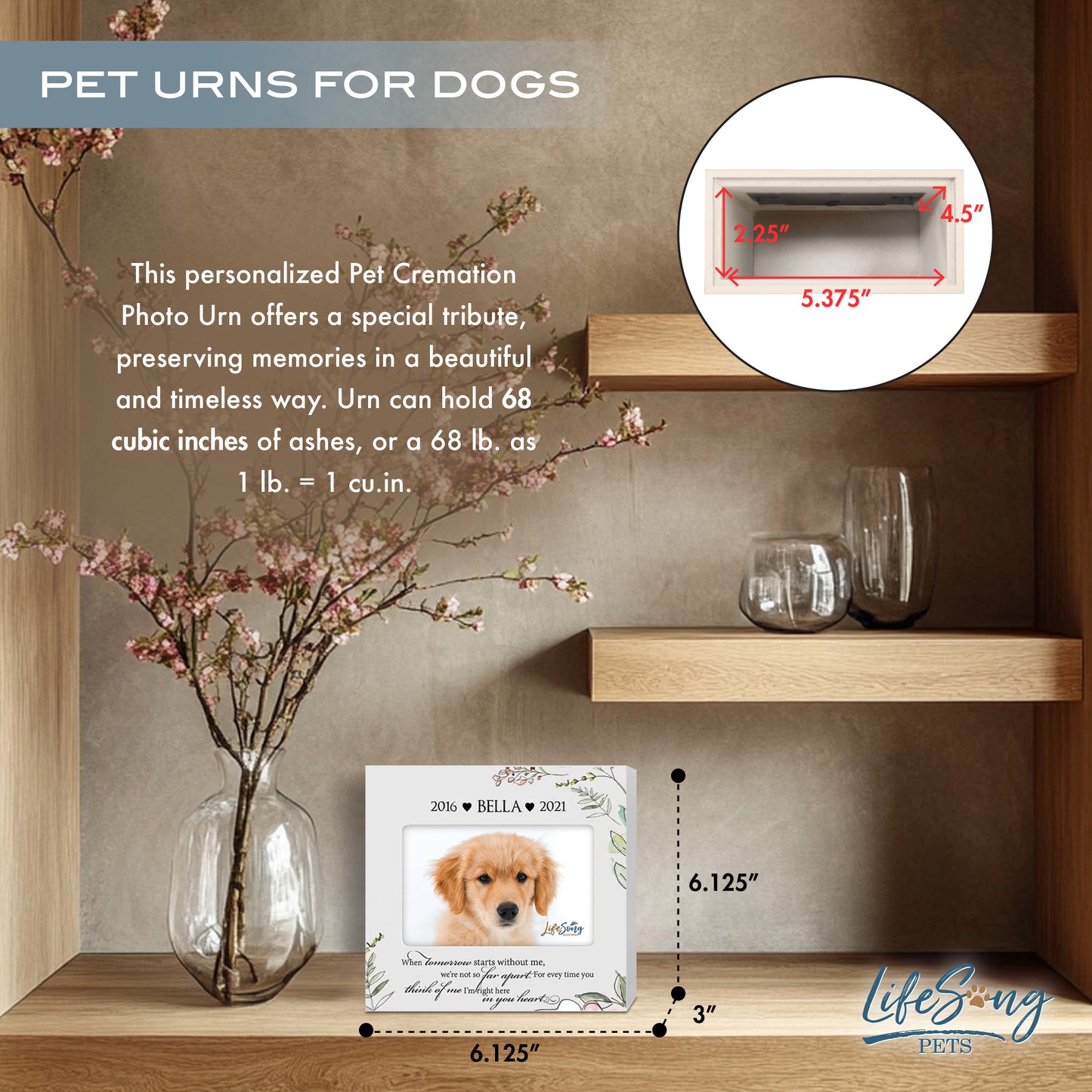 Personalized Wooden Pet Urn with Photo – Handcrafted Pet Remembrance Urn for Dogs & Cats - When Tomorrow Starts