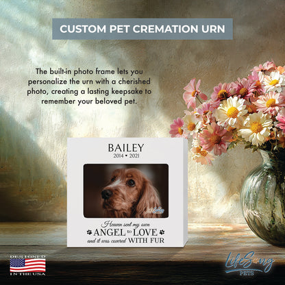 Personalized Wooden Pet Urn with Photo – Handcrafted Pet Remembrance Urn for Dogs & Cats - Heaven Sent