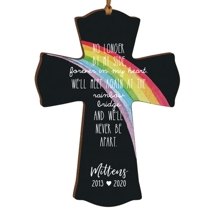 Personalized Rainbow Bridge 4x6 Memorial Cross Ornament| Loss of Pet Dog Cat Bereavement Keepsake