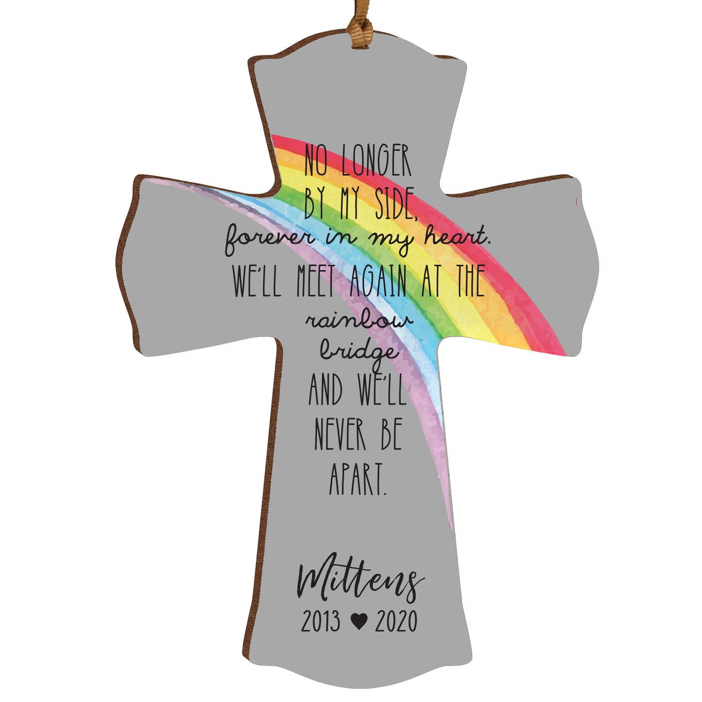 Personalized Rainbow Bridge 4x6 Memorial Cross Ornament| Loss of Pet Dog Cat Bereavement Keepsake