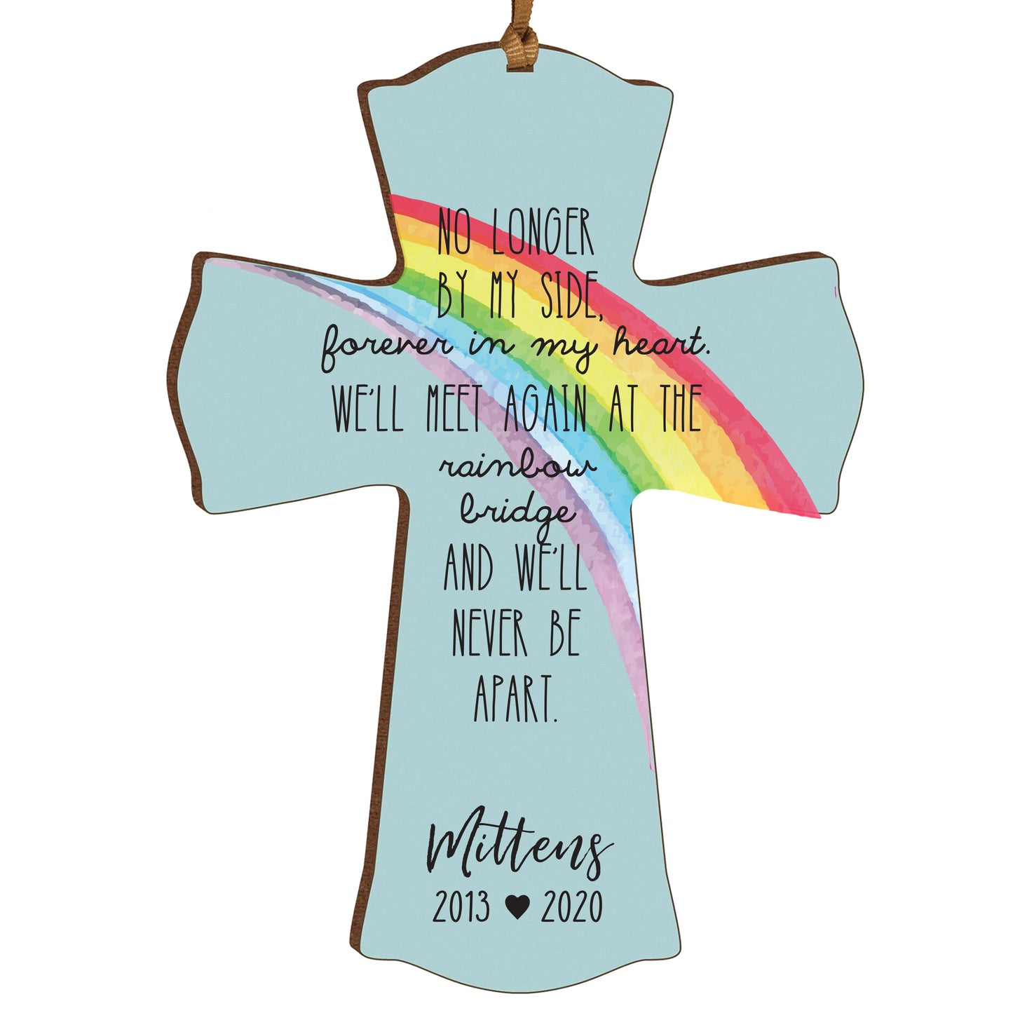 Personalized Rainbow Bridge 4x6 Memorial Cross Ornament| Loss of Pet Dog Cat Bereavement Keepsake