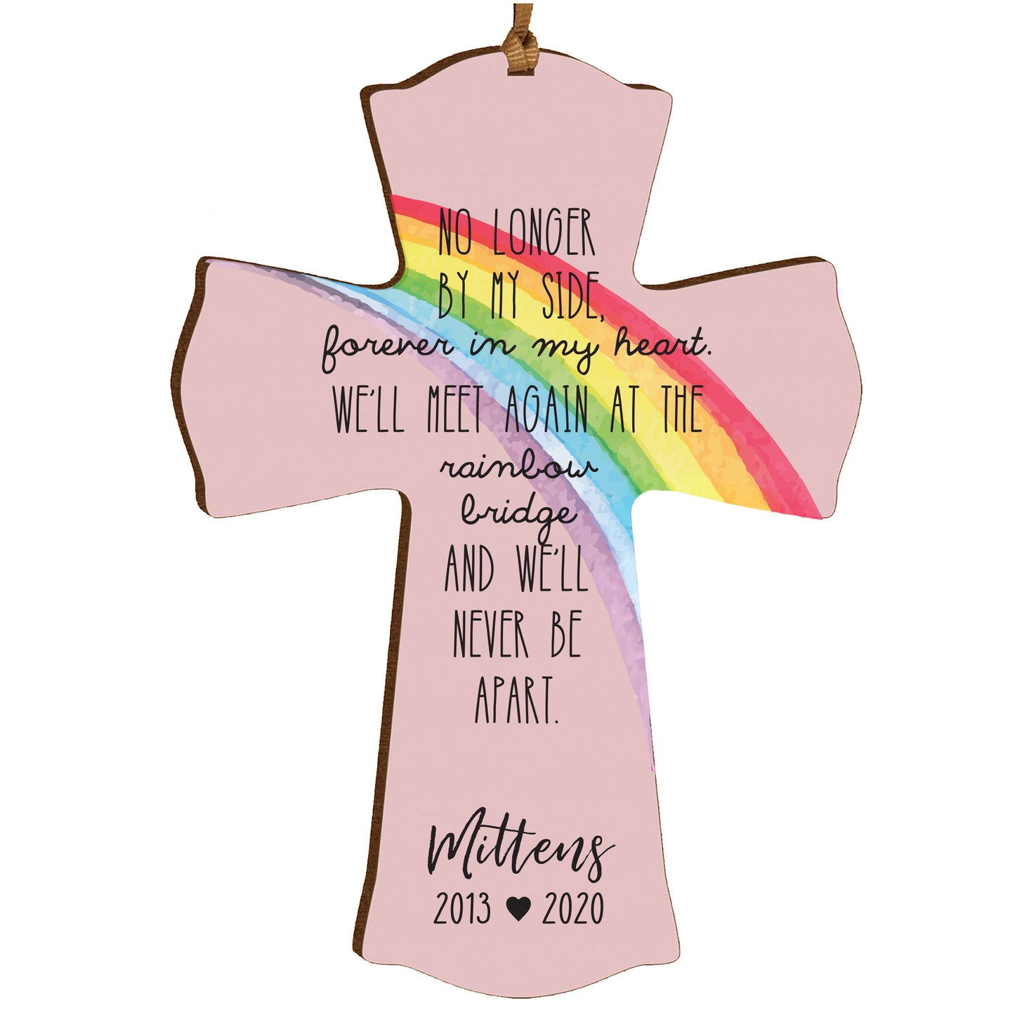 Personalized Rainbow Bridge 4x6 Memorial Cross Ornament| Loss of Pet Dog Cat Bereavement Keepsake