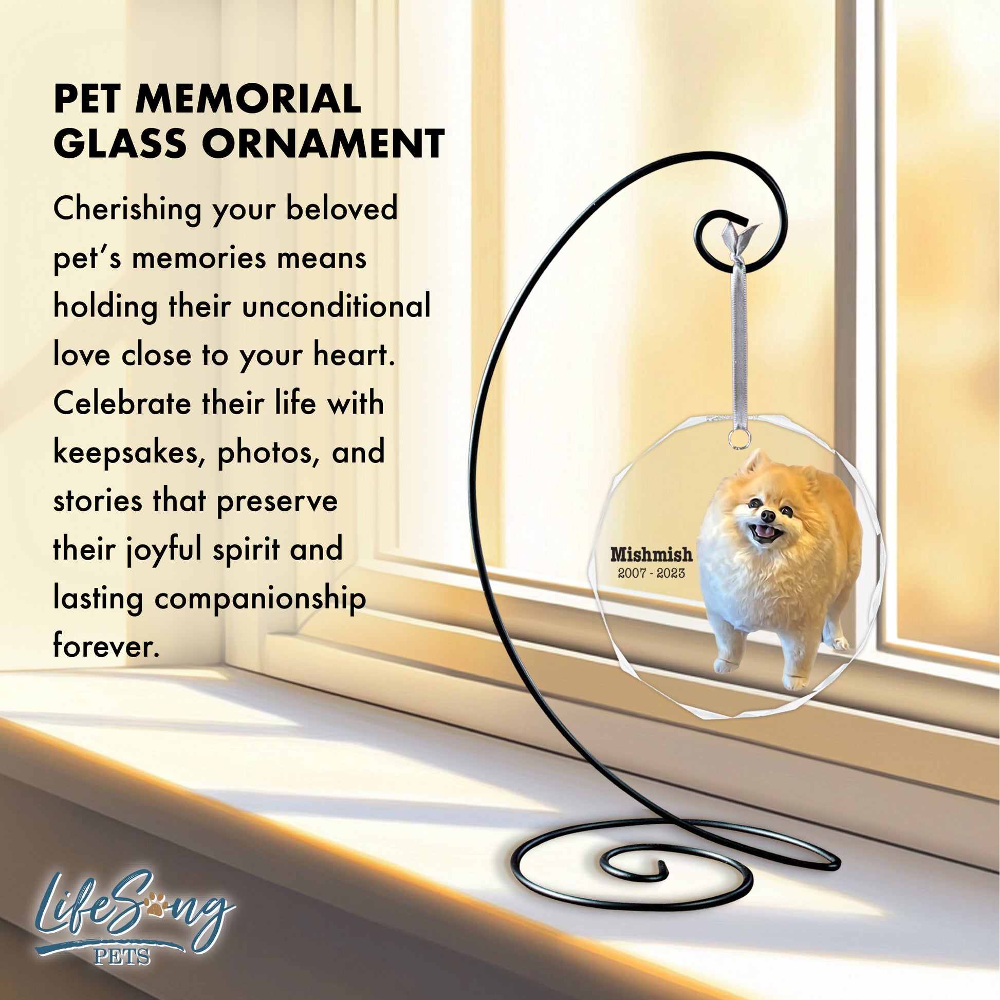 Pet Memorial Glass Ornament for Loss of Cat